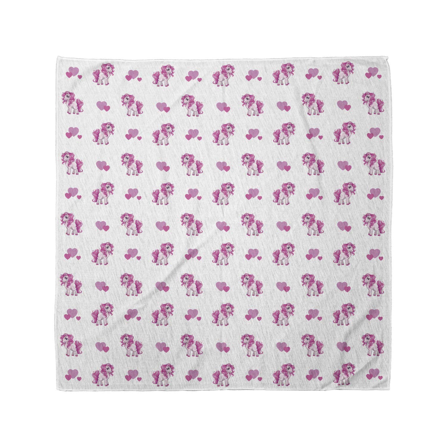 Ambesonne Love Unisex Bandana - Blush Hearts & Pony Print in Hot Pink & White | Fashion Accessory for Men & Women | Perfect for Concerts, Festivals, Raves & Outdoor Adventures