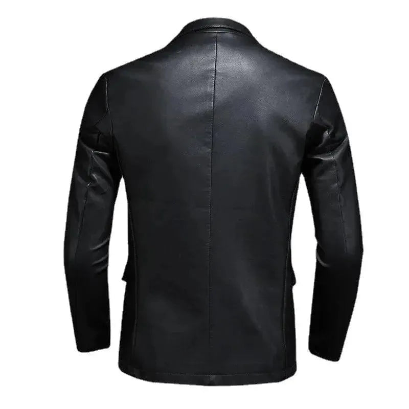 Stylish Black PU Leather Blazer for Men - Slim Fit Fashion Jacket for Business, Party & Formal Occasions