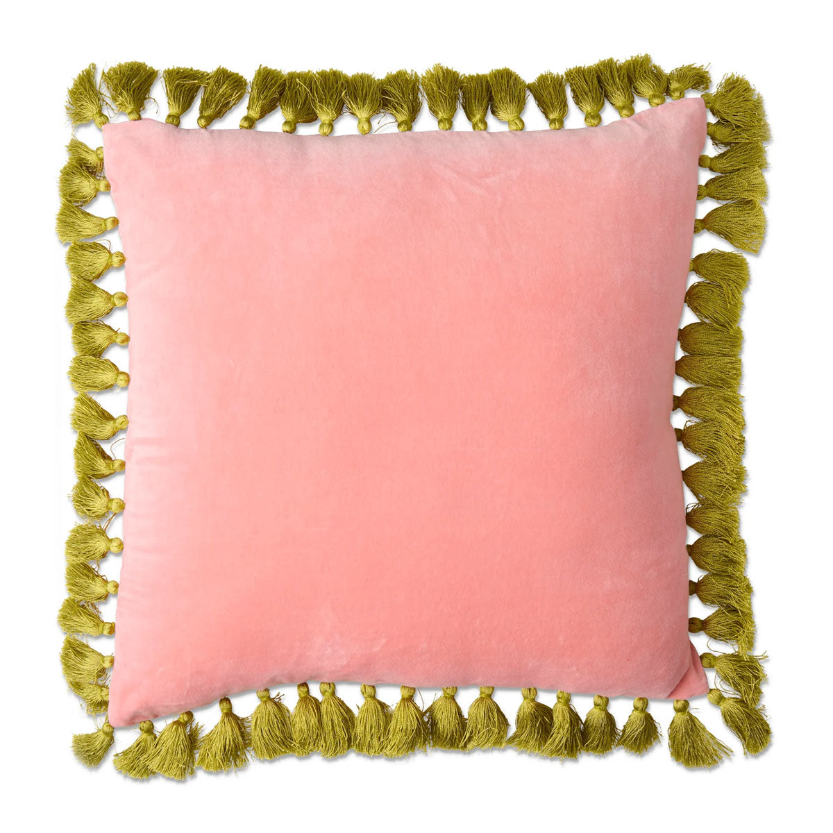 Luxury Citron Rose Velvet Tassel Throw Pillow Cover - Soft Decorative Cushion for Sofa, Bed, Living Room, Nursery & Home Decor