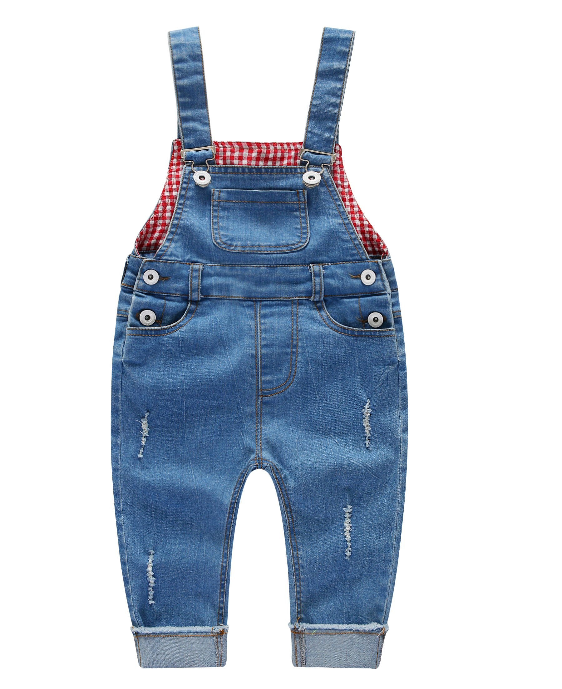 KIDSCOOL SPACE Light Blue Denim Overalls for Baby & Toddler Boys Girls - Durable Jean Workwear Dungarees for Playtime, Outdoor Adventures & Casual Wear