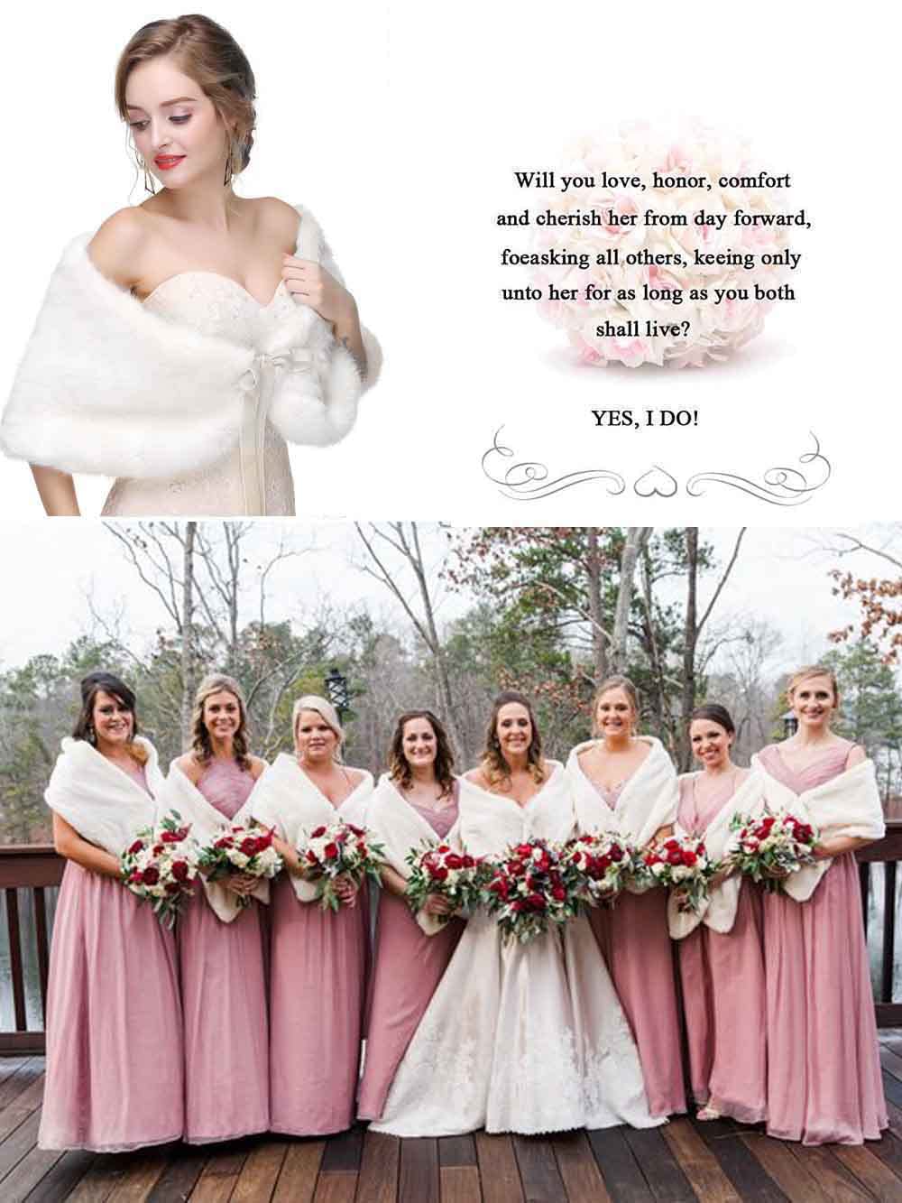 Elegant Women's Wedding Faux Fur Shawl - Soft Bridal Fur Wrap for Evening Dresses & Gowns - Perfect for Brides, Prom & Formal Events