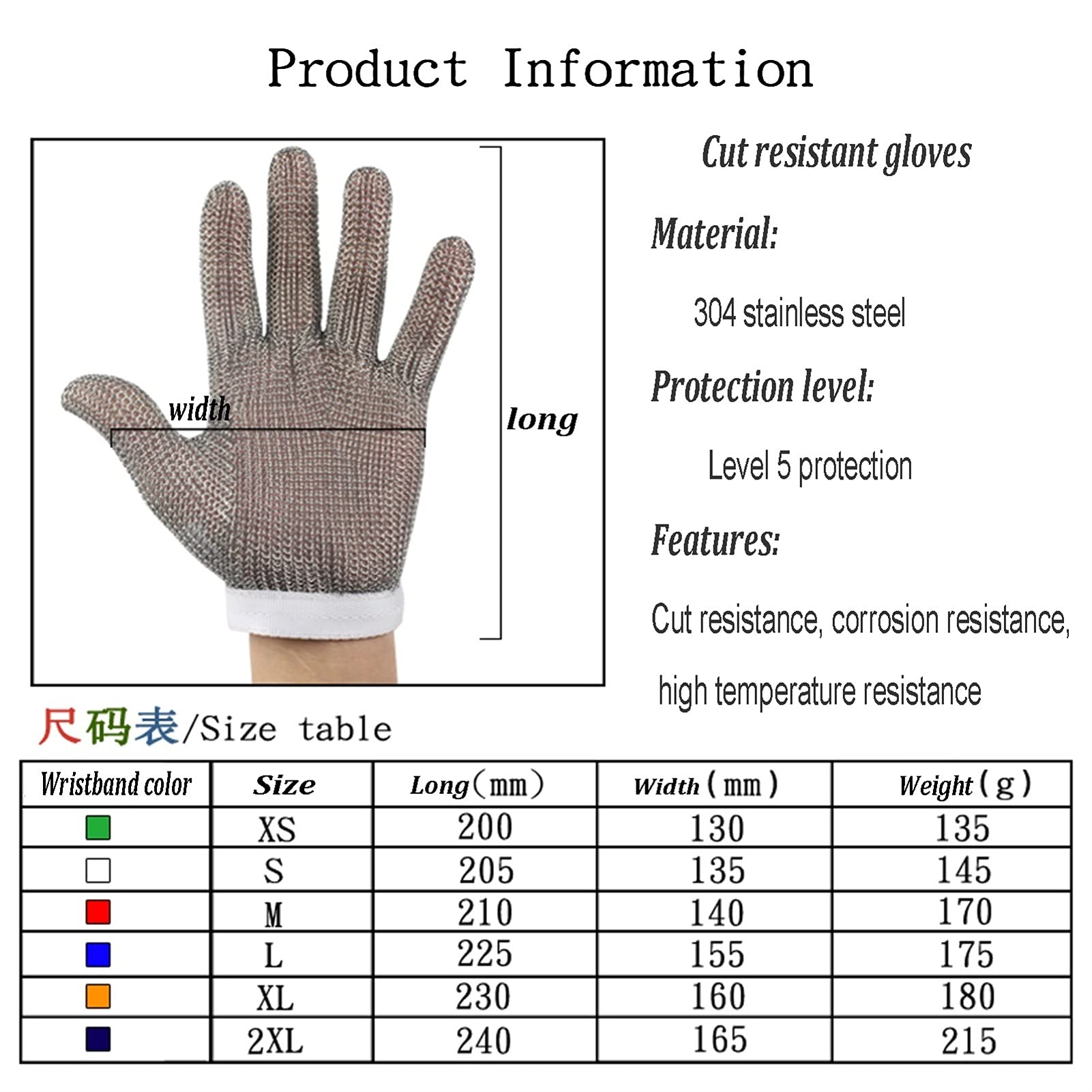 Stainless Steel Anti-Cut Gloves (2 Pack) - XX-Large Work Safety Gloves for Oyster Shucking, Meat Cutting, Woodcarving & Fishing - Durable Cut Resistant Protection for Kitchen, Workshop & Outdoor Use