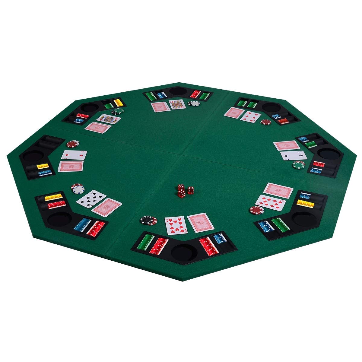8 Players Octagon Poker Table Top - 48 Inch Foldable Texas Hold'em Card Game Surface for Home & Game Rooms | Perfect for Family Gatherings, Game Nights, and Casino-Themed Parties