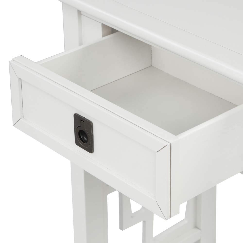 MYTUNES White Console Table with 2 Drawers & Bottom Shelf - Entryway Sofa Table for Living Room, Hallway, or Bedroom - Modern Accent Furniture for Home Decor