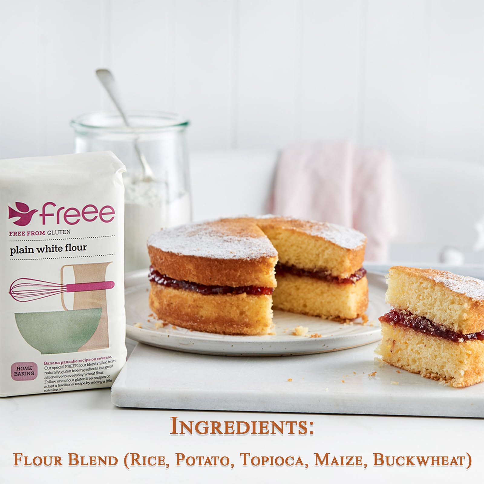 Freee Gluten-Free Plain White Flour - 1Kg (Pack of 5) | Premium Blend for Gluten-Sensitive & Celiac Diets | Light & Fluffy Texture for Baking Bread, Cookies, Cakes & Pastries | Perfect for Home Bakers & Healthy Lifestyle | All-Purpose Flour for Gluten-Free Recipes