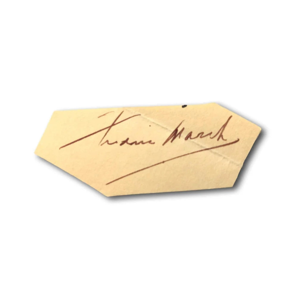 Frederic March Hand Signed Autograph Page Cut with JSA COA - Authentic Actor Memorabilia for Collectors, Fans & Movie Enthusiasts - Perfect for Framing, Display & Investment