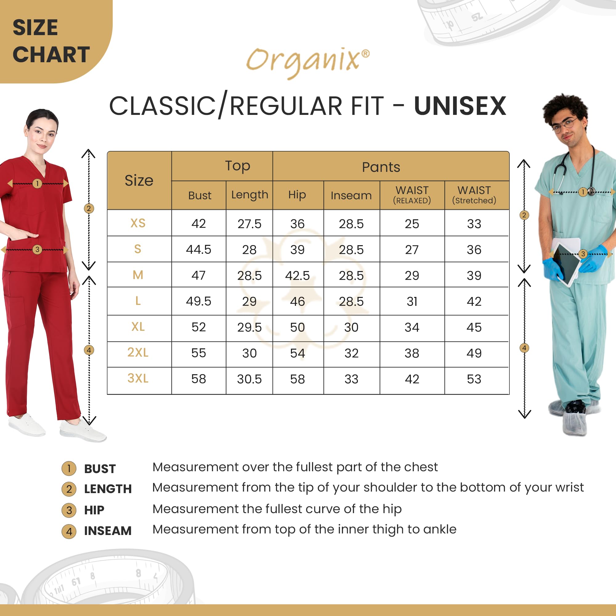Organix Medical Scrubs for Men & Women - 4-Way Stretch V-Neck Top & Cargo Pants Set (17 Pockets Total) | Anti-Wrinkle Healthcare Uniform for Nurses, Doctors & Medical Professionals | Perfect for Hospitals, Clinics & Long Shifts