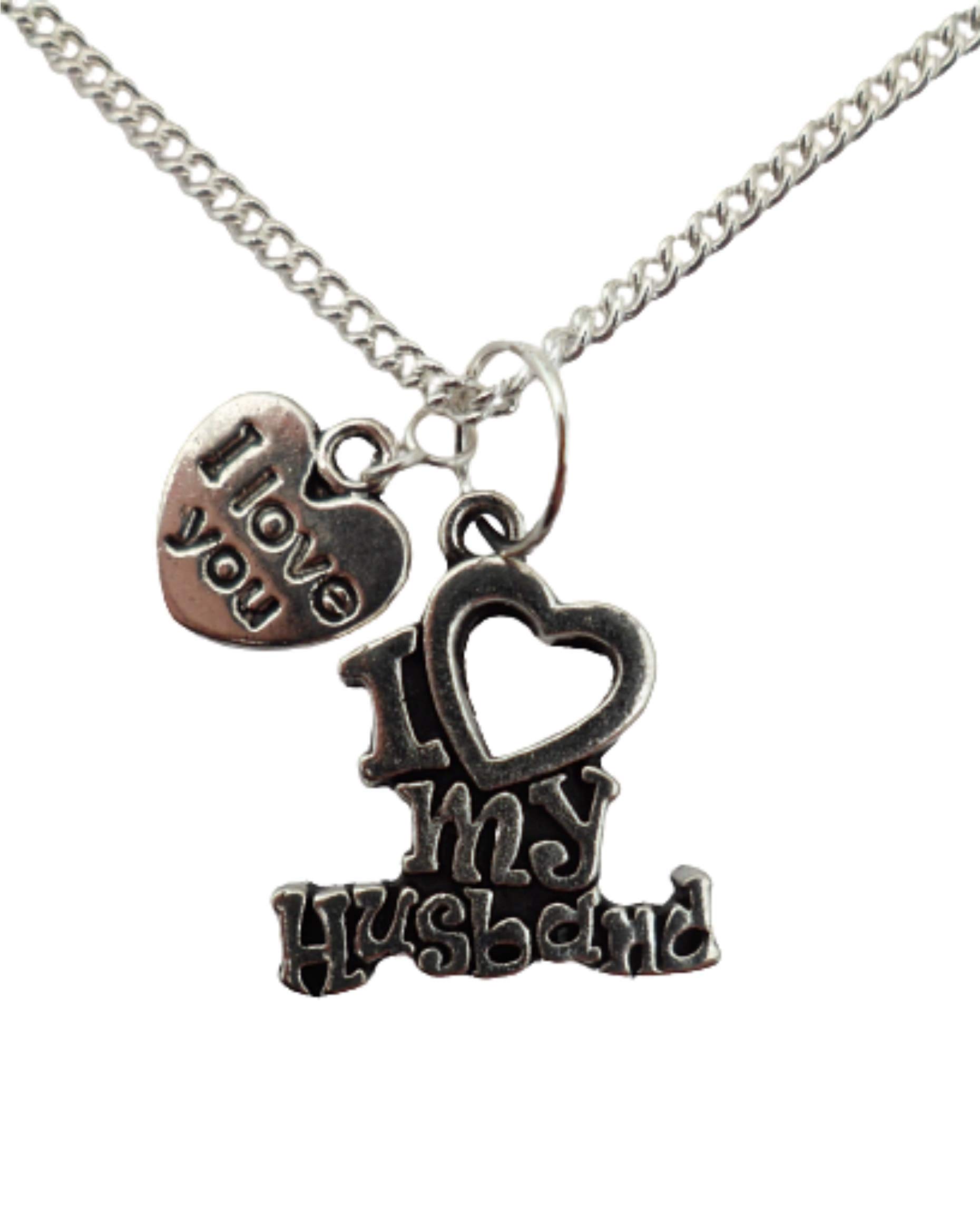 Silver Plated Necklace with 'I Love My Husband' Heart Charm - Romantic Gift for Wife, Anniversary, Wedding, Valentine's Day - Perfect for Date Nights & Special Occasions