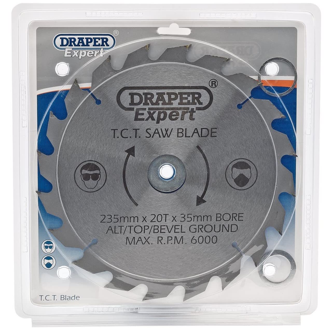 Draper 09483 TCT Saw Blade 235mm x 35mm 20-Tooth for Wood Cutting - Perfect for DIY Projects, Carpentry, and Professional Woodworking