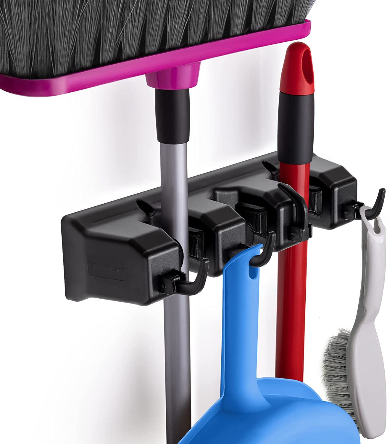 3-Slot Wall Mounted Organizer Utility Rack - Heavy Duty Mop Holder & Broom Hanger for Garage, Kitchen, Bathroom Storage - Space Saving Cleaning Tool Organizer for Home Organization