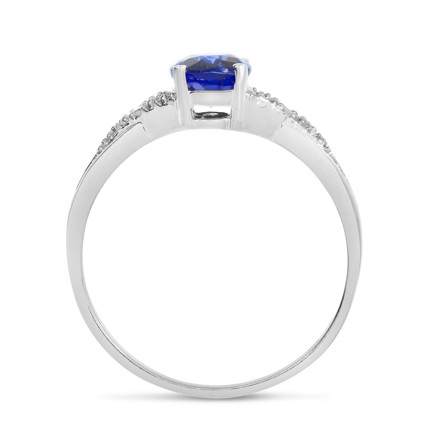 10K White Gold Sapphire and Diamond Ring for Women - Elegant Engagement, Wedding, or Anniversary Jewelry Gift