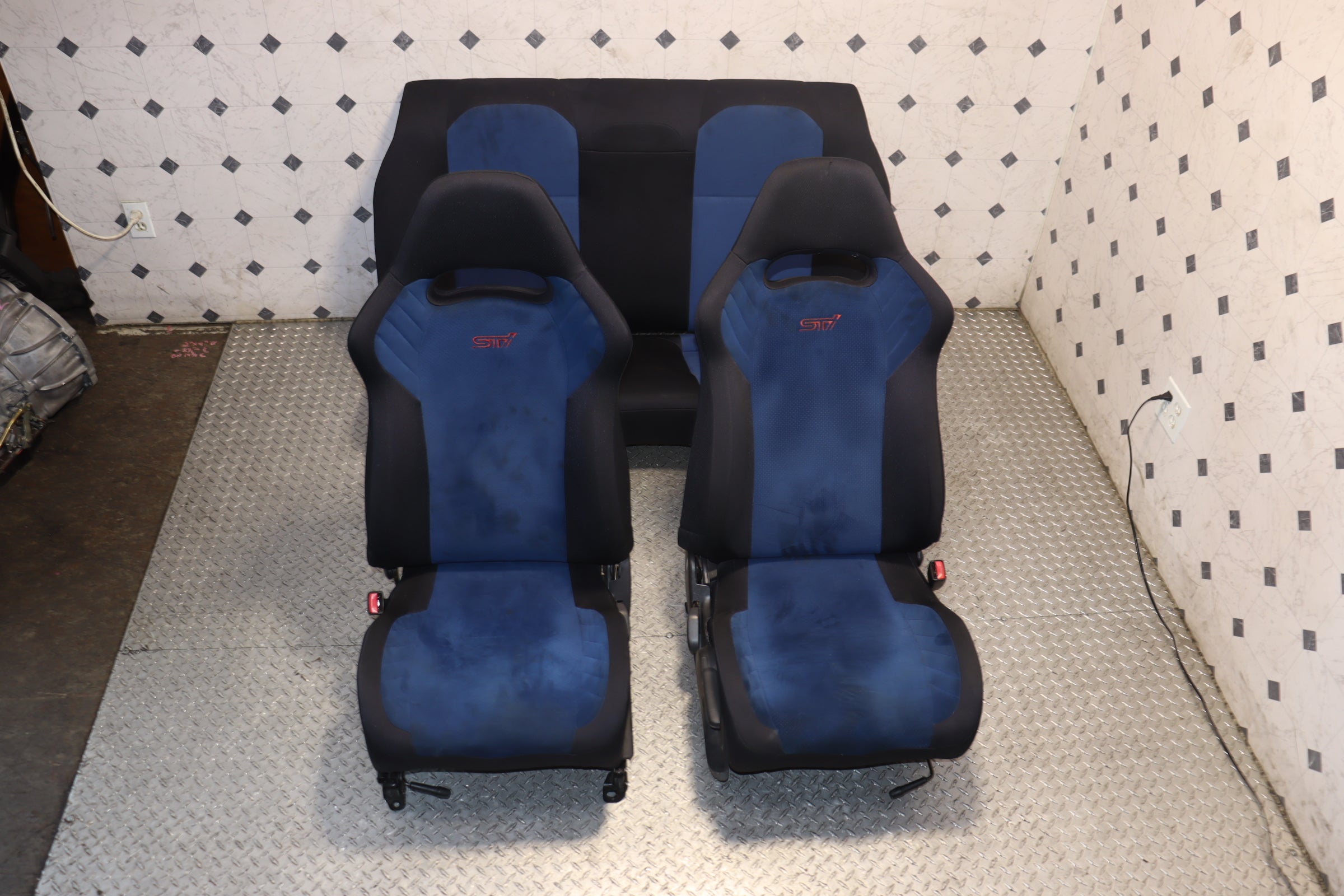 JDM Subaru Impreza WRX STI V7 Front & Rear OEM STI Seats - Perfect for Racing & Car Enthusiasts
