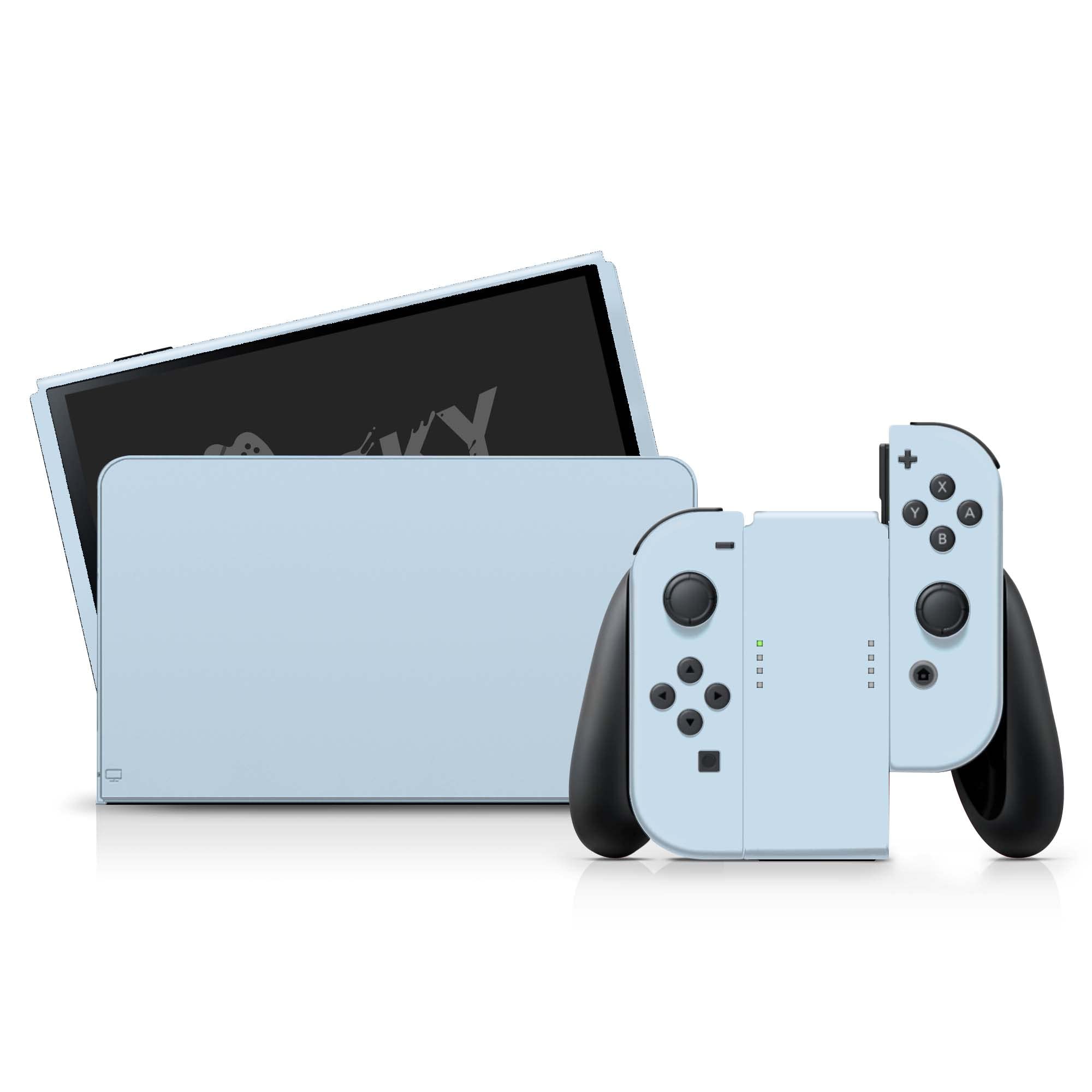 Premium 3M Vinyl Full Wrap Decal Skin for Nintendo Switch OLED - Classic Solid Color Design, Pastel Powder Blue | Protective Cover & Custom Stickers | Perfect for Gaming Protection & Personalization