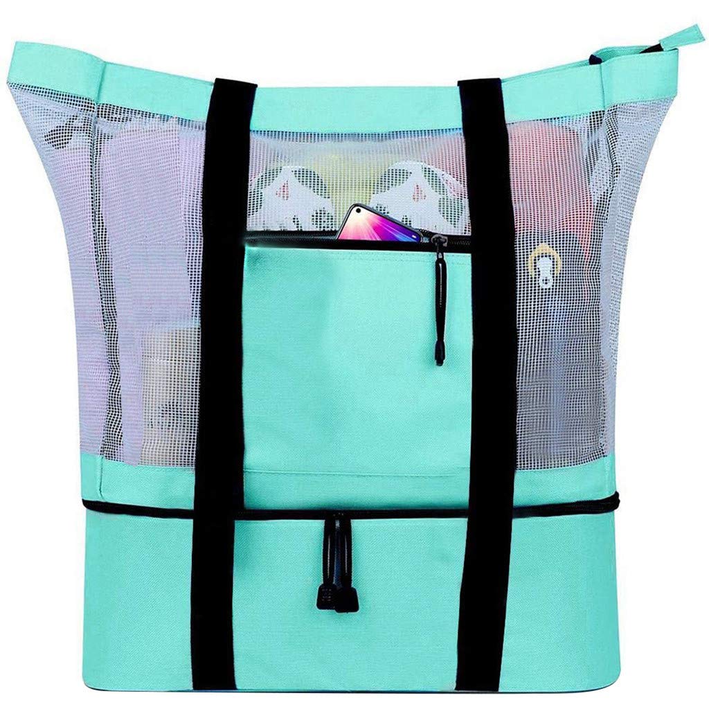 Ypfxvk Mesh Beach Tote Bag with Detachable Cooler - Large Waterproof Picnic, Camping & Travel Bag - Oversized Pool Beach Bag for Women - Perfect for Summer Outings, Beach Vacations & Outdoor Adventures