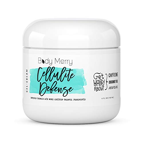 Body Merry Cellulite Defense Gel-Cream - Natural Anti-Cellulite Treatment with Caffeine, Coconut Oil & Peppermint for Firming & Toning Skin (4oz) - Perfect for Post-Workout Recovery & Daily Body Care Routine