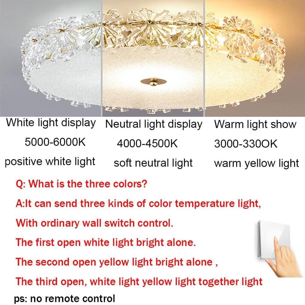 Modern Minimalist Round Crystal Ceiling Light - K9 Crystal Semi-Flush Mount Chandelier for Living Room, Bedroom & Dining Room - 40cm Luxury Hanging Lamp - Perfect for Home Decor, Wedding Venues and Hotel Lighting