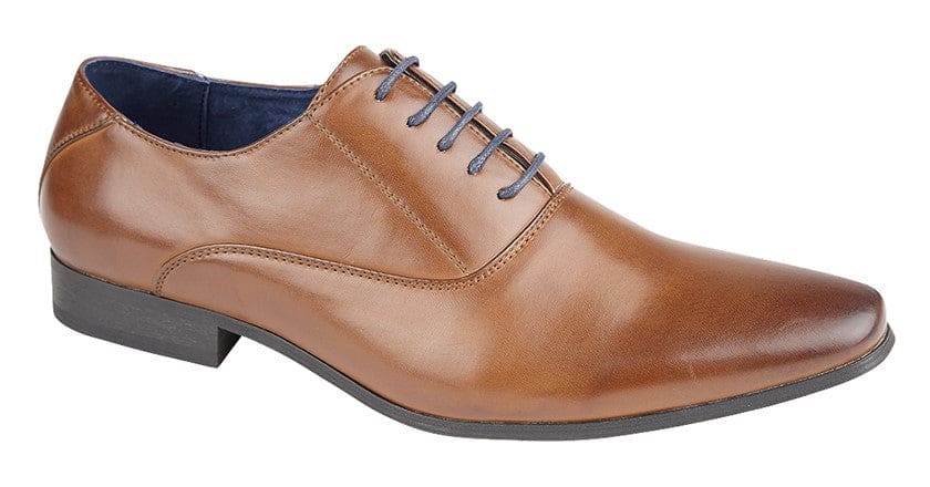 Men's Tan 5-Eyelet Plain Oxford Dress Shoes - Classic Formal Lace-Up for Business, Office & Wedding Occasions
