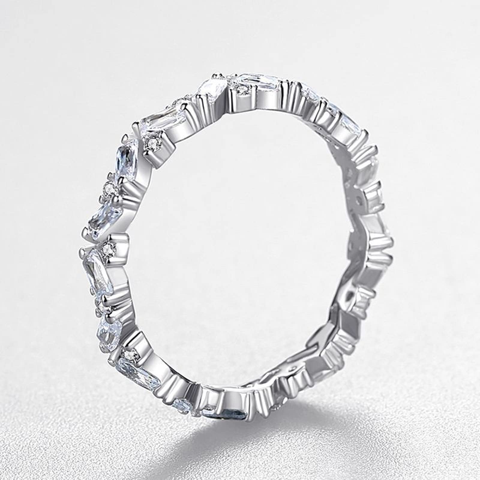 925 Sterling Silver Women's Engagement Rings - Cubic Zirconia Wedding Bands for Her, Elegant Irregular Design, Perfect for Proposals, Anniversaries & Special Occasions