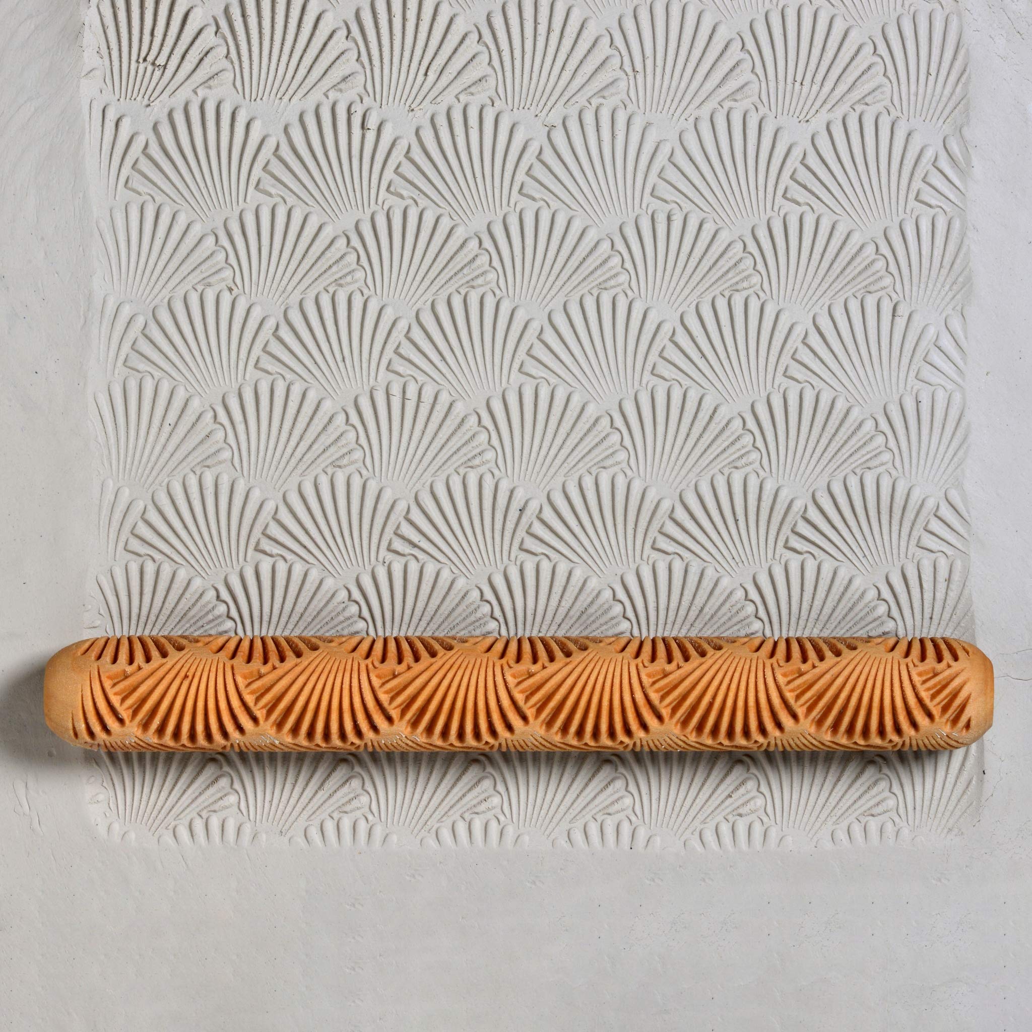 Premium MKM Pottery Clay Rolling Pin - Large Long Wooden Hand Roller for Ceramics & Sculpting (LHR-007 Asian Fan Design) - Perfect for Pottery Studios, Art Classes & DIY Clay Projects