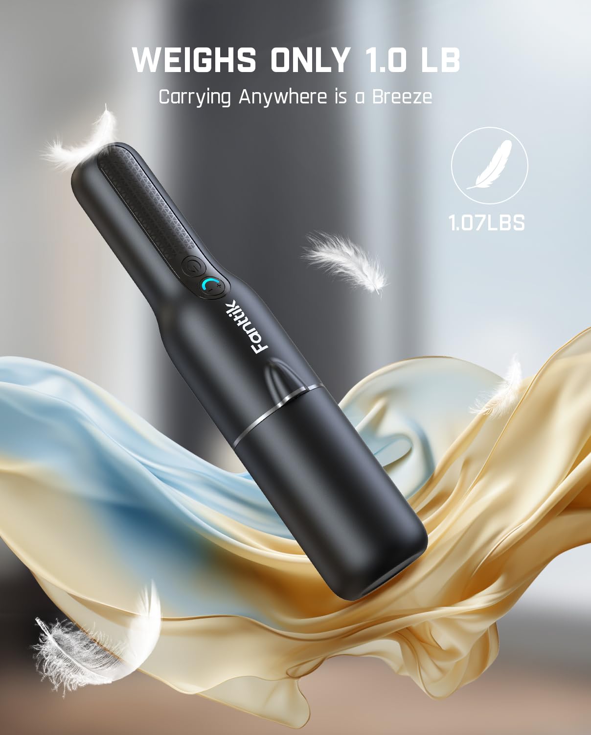 Fanttik Slim V7 Ace Cordless Car Vacuum Cleaner - 11000Pa/27AW Powerful Suction, Ultra Lightweight 1LB Portable Vacuum with LED Light & USB-C Fast Charging - Perfect for Car Cleaning, Keyboard, Home, Office & Pet Hair Removal