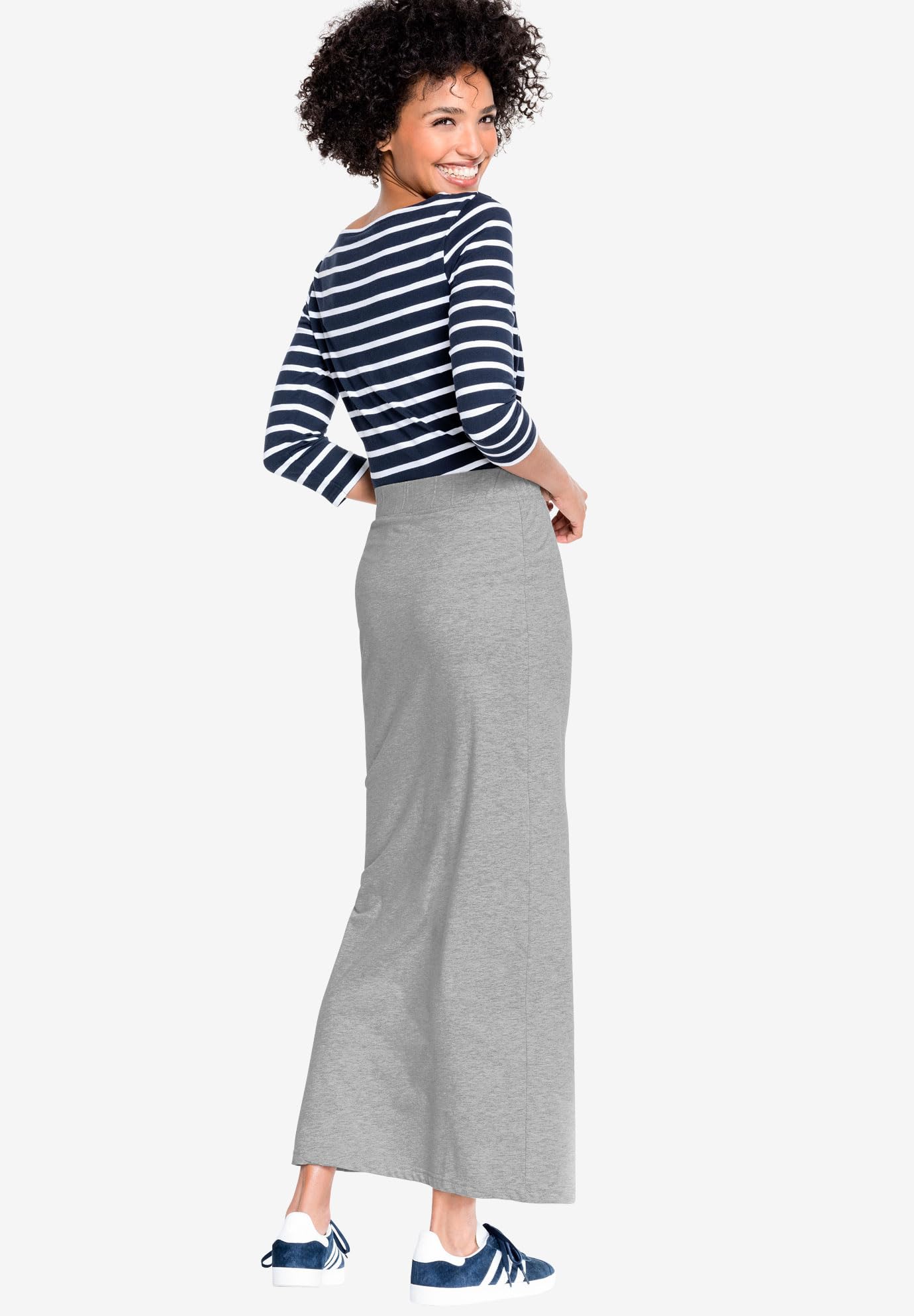 Ellos Women's Plus Size Knit Maxi Skirt - Stretchy Comfortable Long Flowy Skirt for Casual Wear, Beach & Summer Outfits | Available in Sizes 1X-5X