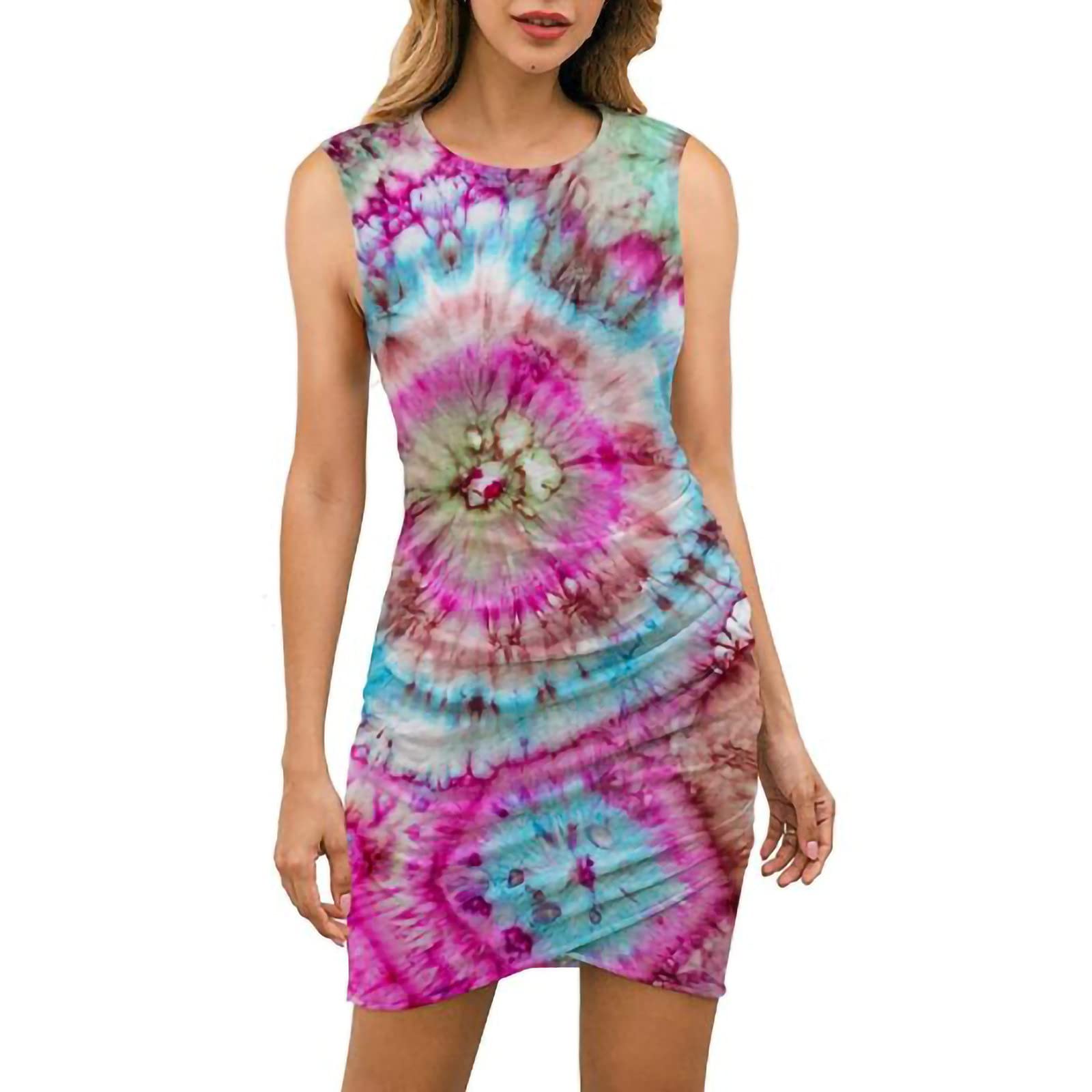 Floral Summer Dresses for Women - Sleeveless Bodycon Mini Dress with Print | Perfect for Beach Vacation, Date Night & Summer Parties