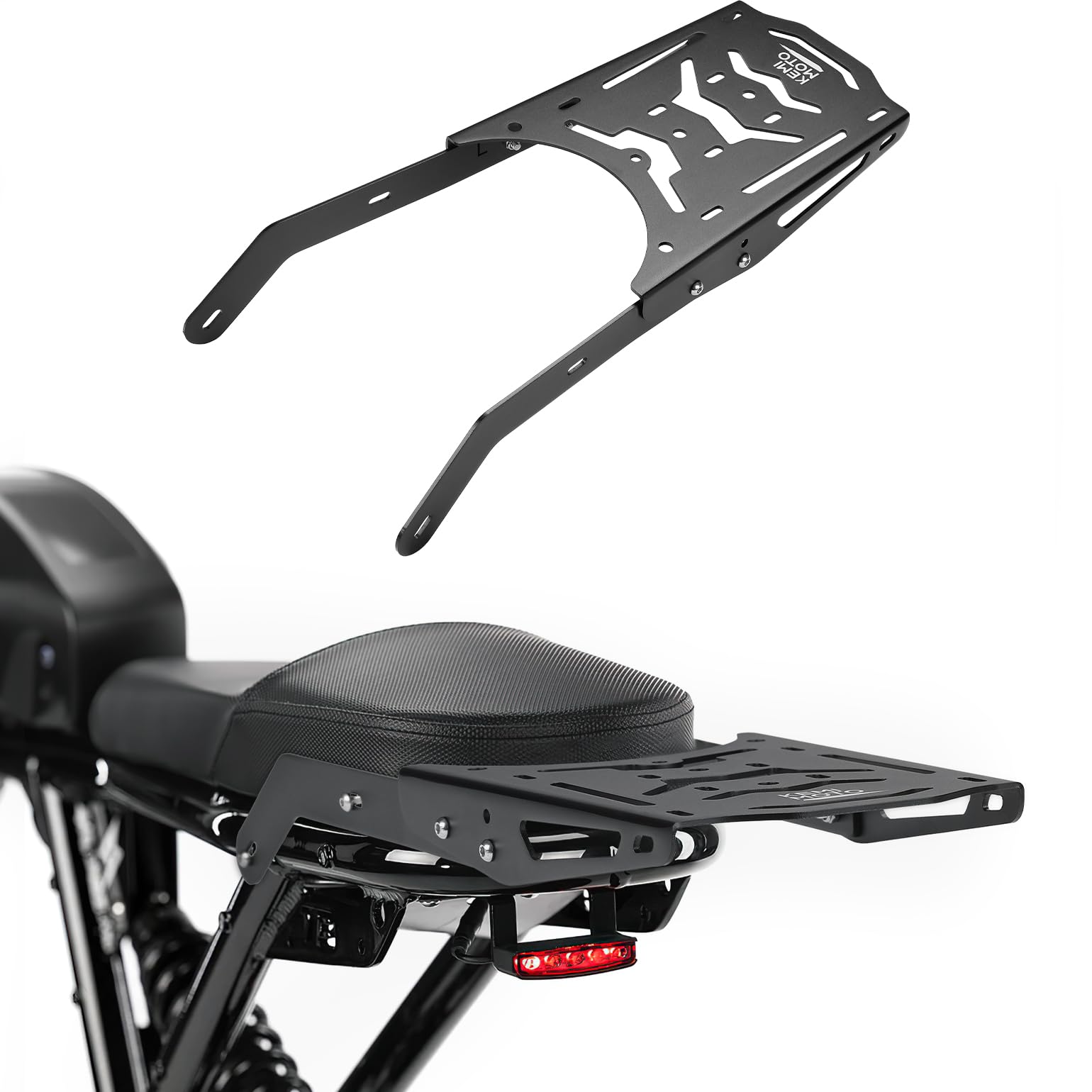 KEMIMOTO Aluminum Rear Cargo Rack for Super73 R Series Electric Bikes - Heavy Duty Luggage Carrier Accessory (Black) | Perfect for Commuting, Grocery Hauling & Outdoor Adventures