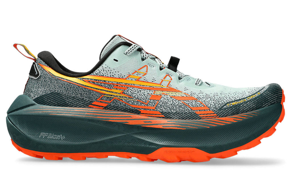 ASICS Trabuco Max 4 Trail Running Shoes for Men - D Width - Cold Moss/Nova Orange Color - All-Terrain Hiking & Outdoor Adventure Footwear