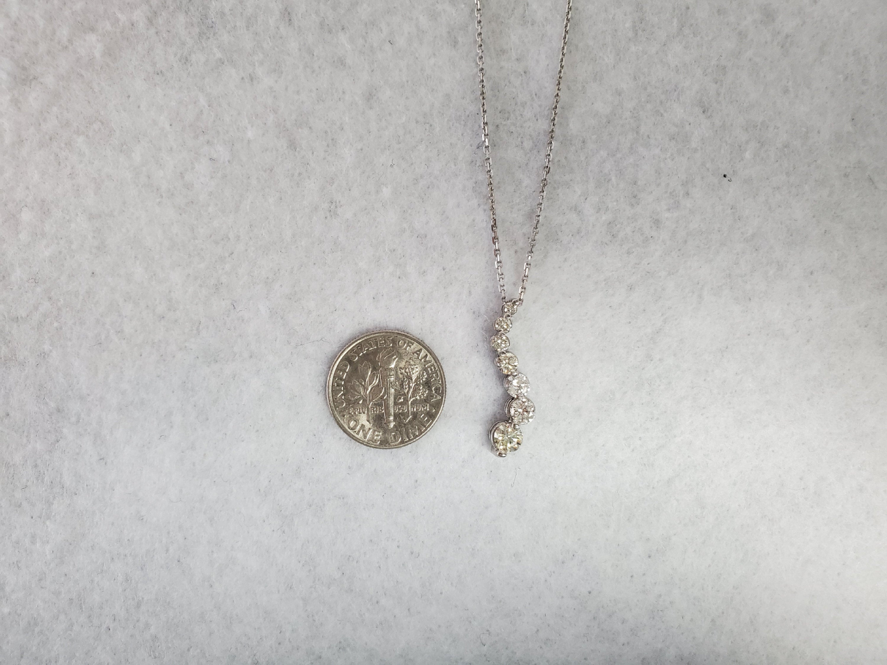 1.00cttw Diamond Journey Necklace in 14k White Gold - Perfect for Anniversaries, Engagements & Special Occasions