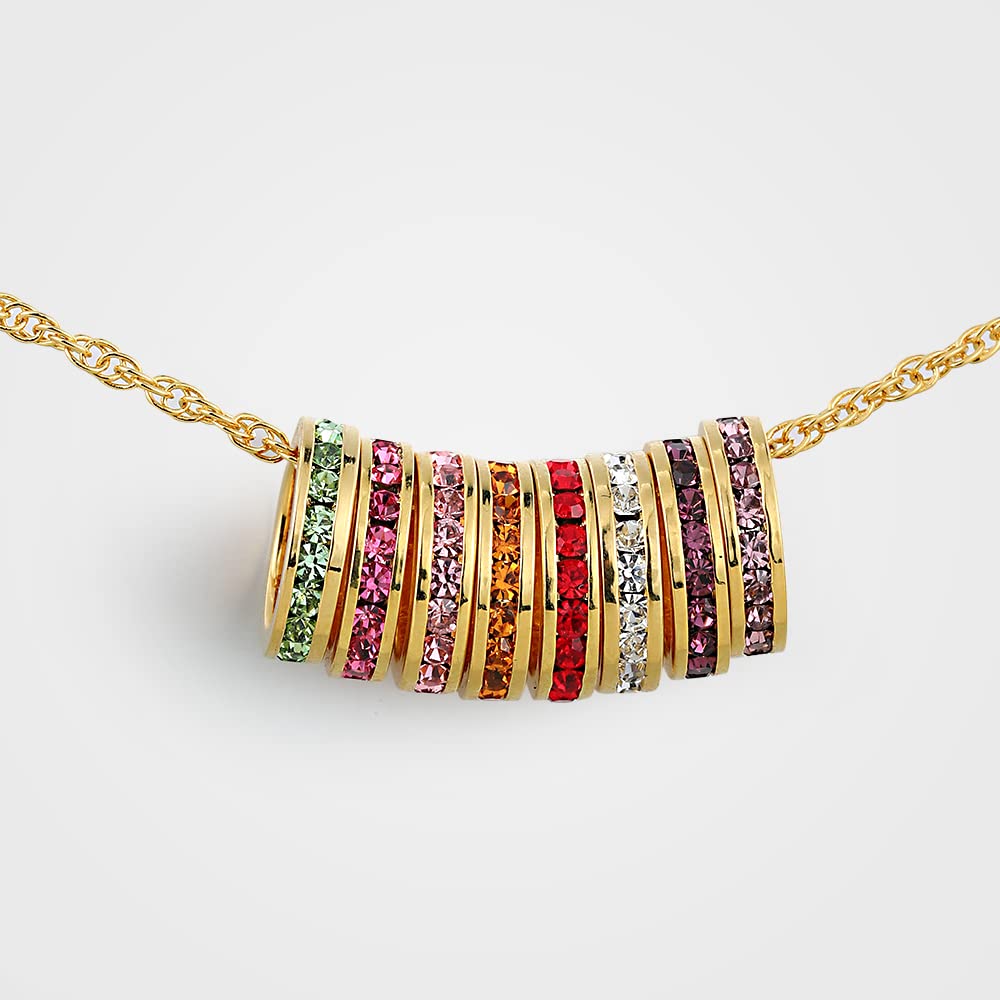 Birthstone Pendant Necklace - Stackable Crystal Charm with Full Eternity Design | Perfect Gift for Birthday, Anniversary & Mother's Day Jewelry