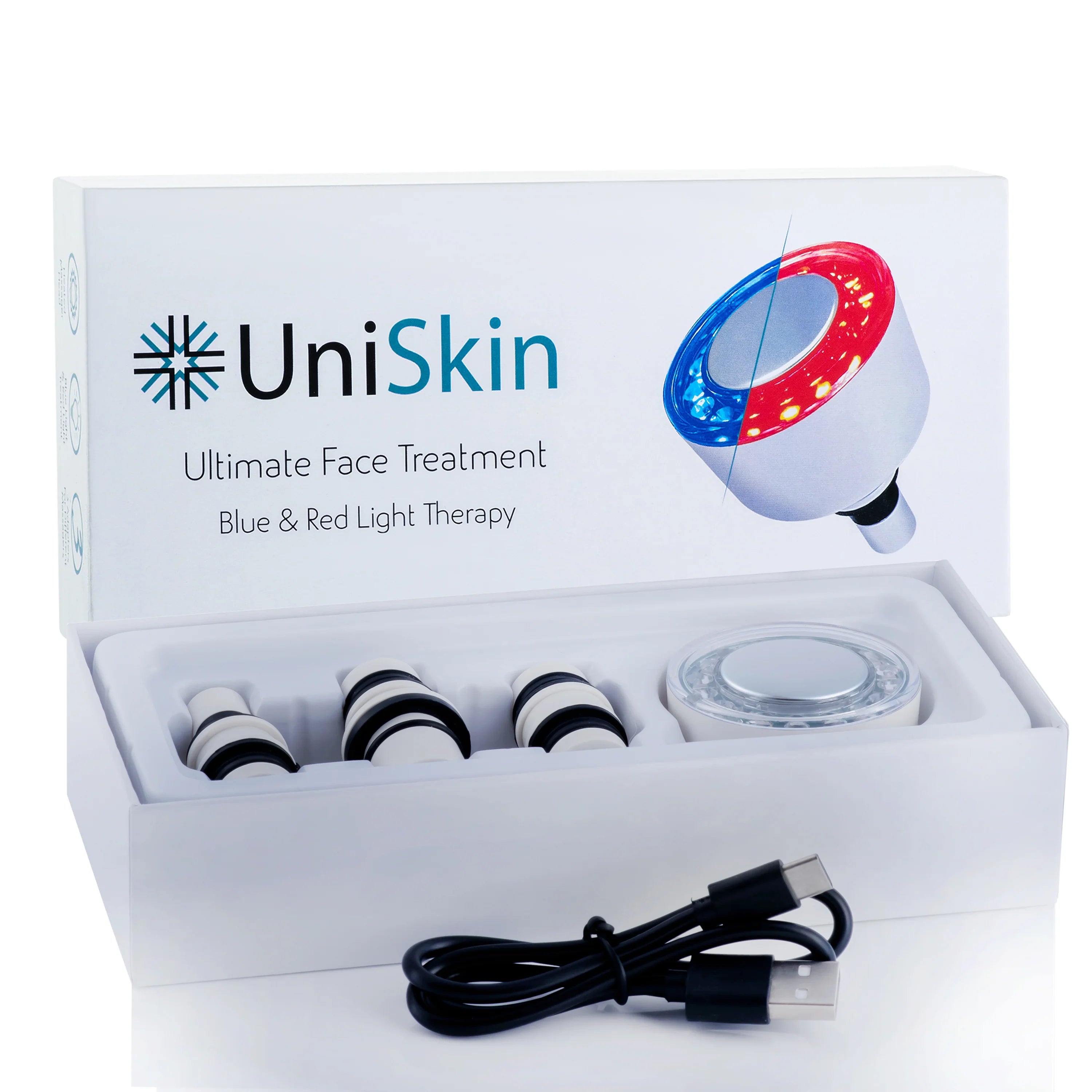 Deep Tissue Massage Gun with 6 Interchangeable Heads & Red/Blue Light Therapy - Relieve Muscle Pain, Soreness & Tension for Athletes, Gym Lovers & Office Workers