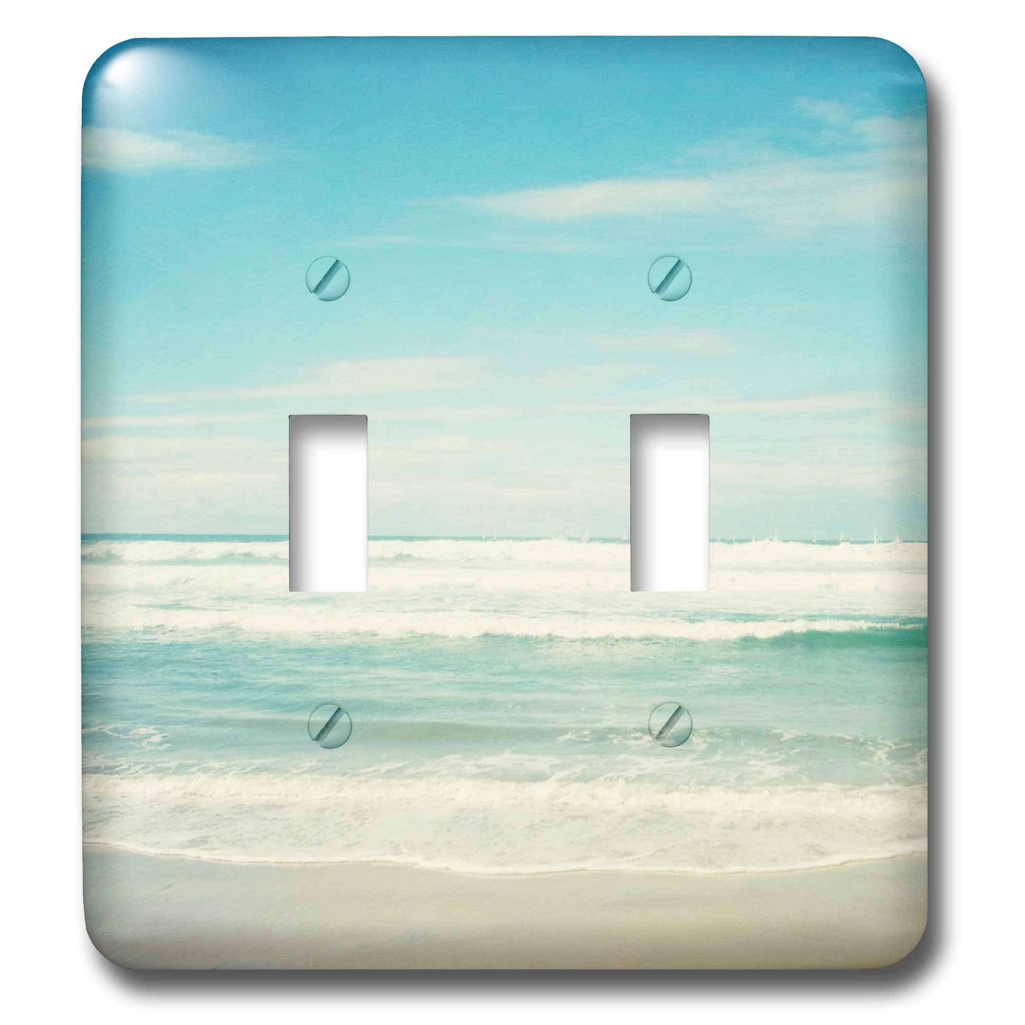 3D Rose Gentle Ocean Waves Beach Theme Art Light Switch Cover - Decorative Wall Plate for Bathroom, Bedroom, and Coastal Home Decor