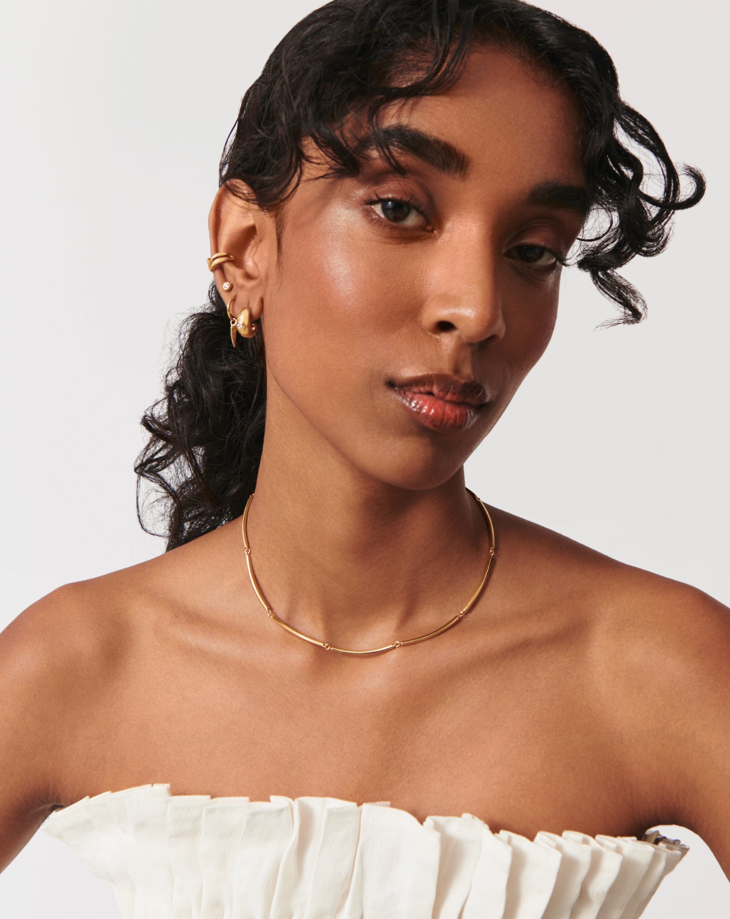 18K Gold Plated Enamel Reversible Byline Link Choker Necklace - Elegant Layering Piece for Women, Perfect for Parties, Dates & Everyday Wear