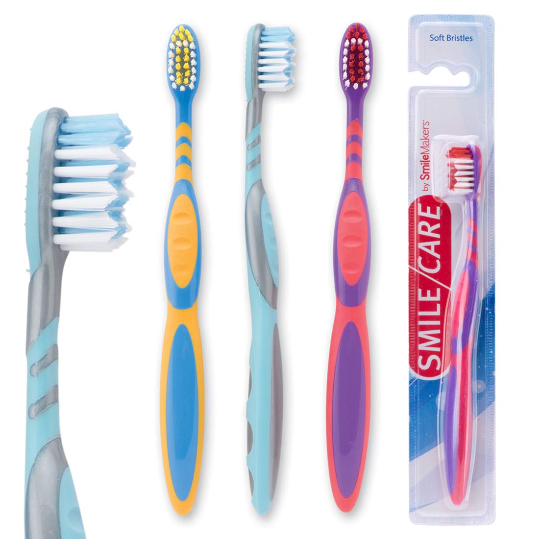 SmileMakers Youth Select Smile Care Toothbrushes - Pack of 48 Soft Bristle Toothbrushes for Kids | Gentle Dental Care for Children's Oral Hygiene | Perfect for Schools, Daycares & Family Use