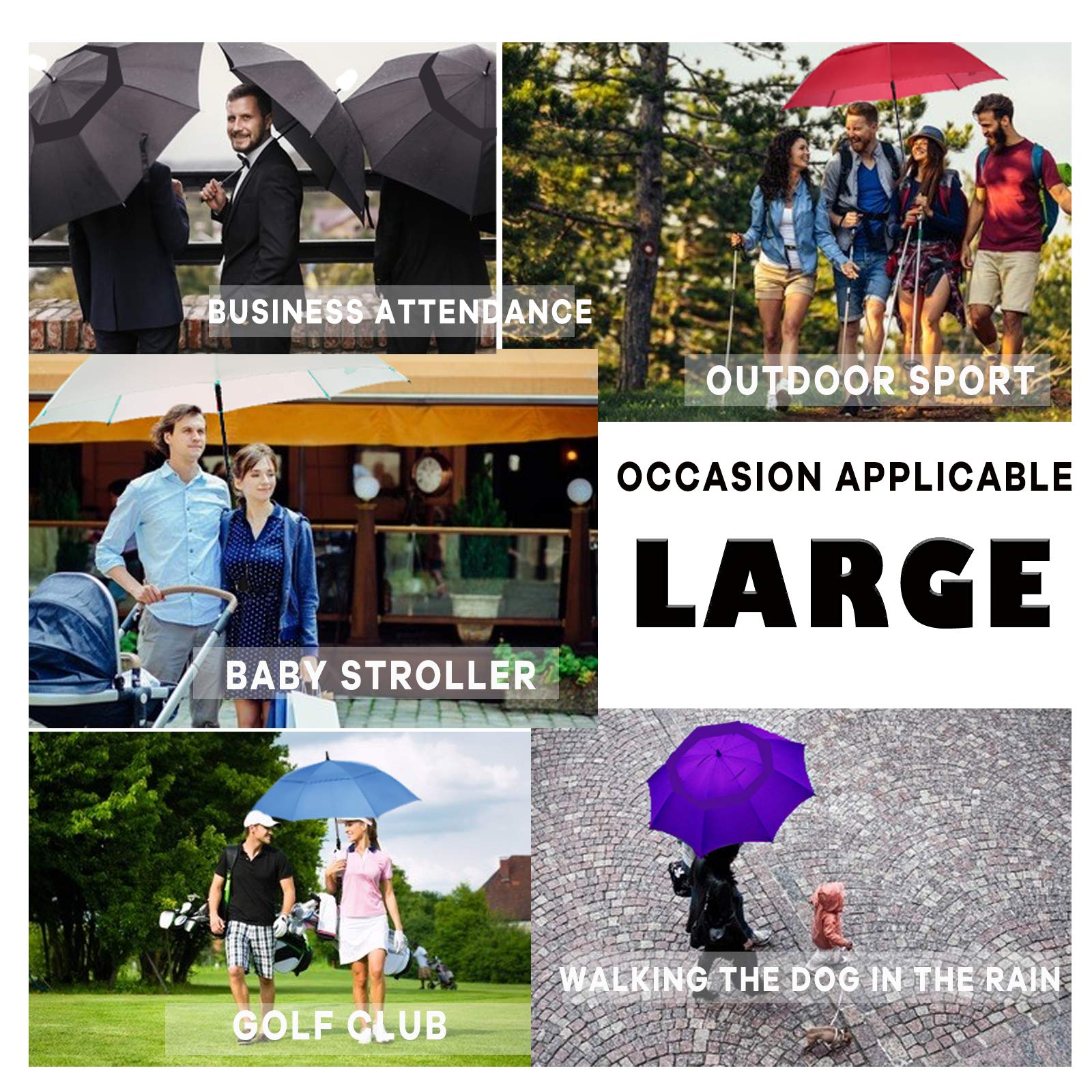 MRTLLOA 6 Pack Golf Umbrella - 68/62 Inch Large Windproof Double Canopy with Automatic Open - Heavy Duty UV Protection Umbrellas for Men & Women - Perfect for Golf, Beach, Outdoor Events & Daily Use