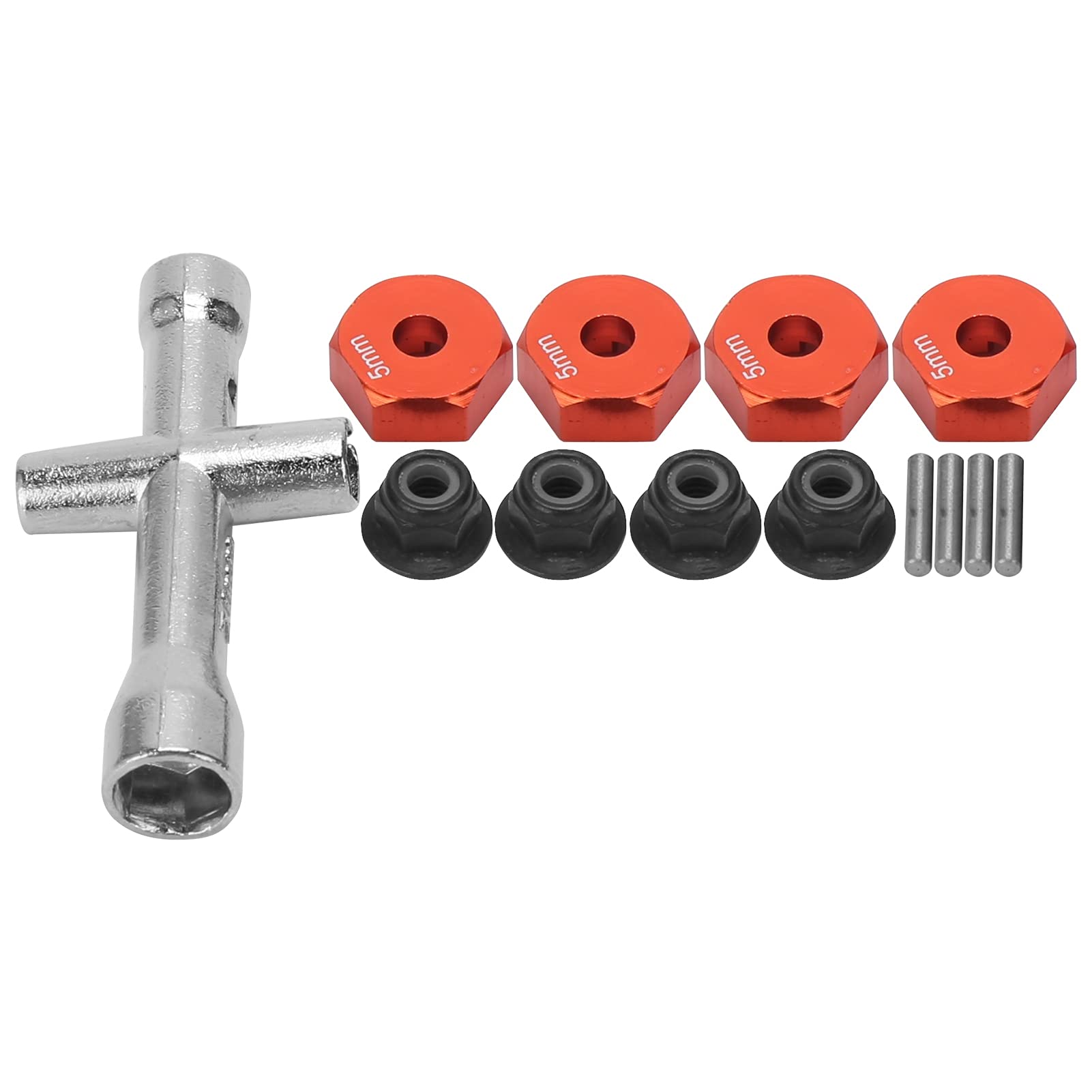 12mm RC Car Wheel Hex Adapter - 5mm Thickness Non-Slip Nut Set for RC Vehicles & Accessories (Red) | Perfect for Off-Road RC Cars, Trucks & DIY RC Upgrades