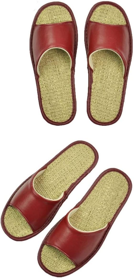 Soft Leather Slippers for Men & Women - Comfortable Indoor House Shoes with Non-Slip Sole - Cozy Couple Slippers in Red (Size 35-36) - Perfect for Home, Spa & Relaxation