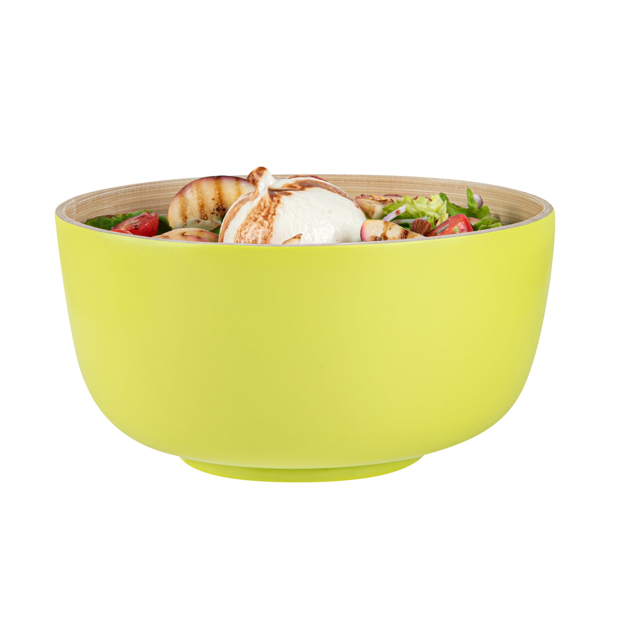 Bambuddha 25 oz Round Green Spun Bamboo Salad Bowl - 9.5