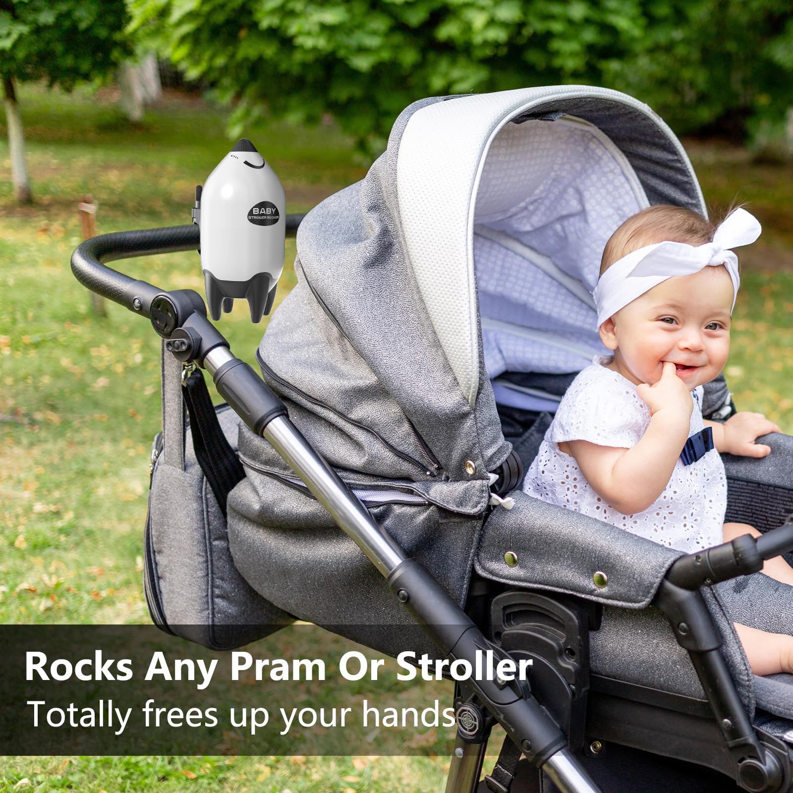 QNHMPW Portable Baby Rocker & Bouncer - Adjustable Speed USB Rechargeable Vibrating Soother for Newborns | Gentle Rocking for Strollers & Prams | Perfect Baby Sleep Aid & Essential Gift for Parents | Ideal for Nursery, Travel & Soothing Fussy Babies