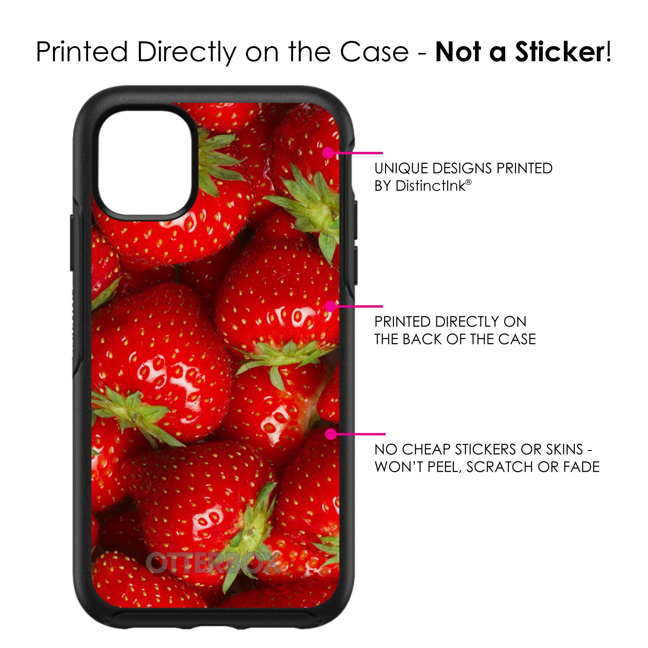 DistinctInk iPhone 11 Pro MAX Case (6.5 Inch) - Shockproof Protective Cover with Strawberry Design - Replacement for OtterBox Symmetry - Perfect for Daily Use, Travel & Outdoor Activities