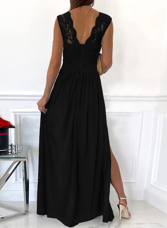 Dokotoo Women's 2025 Formal Wrap V-Neck Ruched Maxi Dress - Sexy Wedding Guest & Bridesmaid Dress for Evening Parties, Cocktail Events & Special Occasions