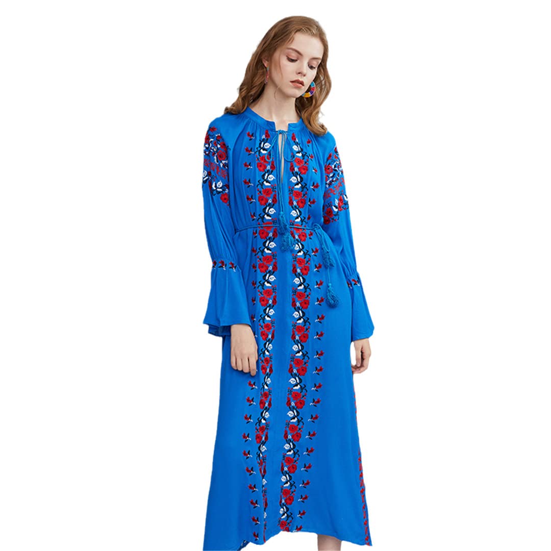 Korean Style Women's Bohemian Summer Dress - Retro Ethnic Embroidered Fringed Beach Cover Up | Perfect for Vacation, Travel, and Seaside Outings