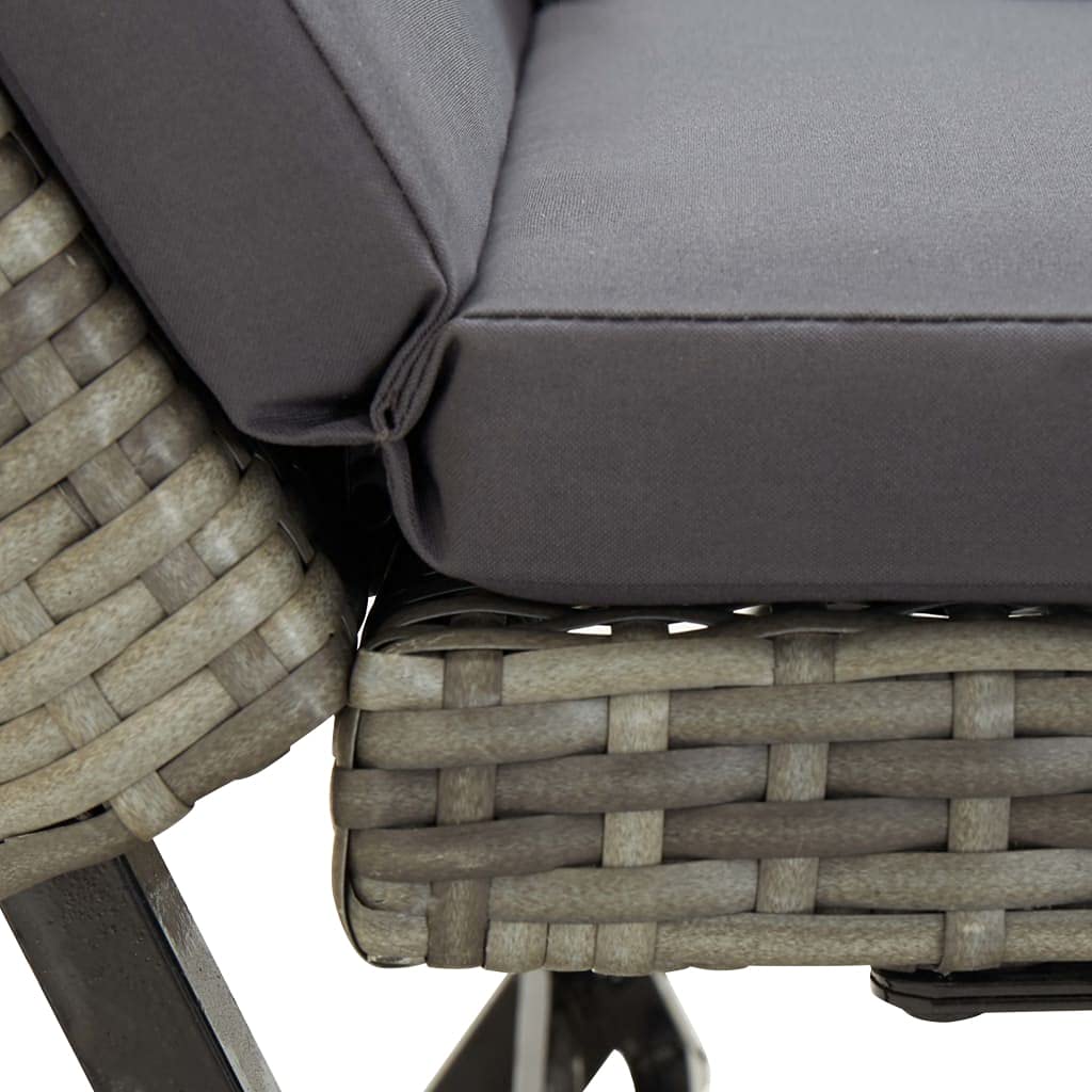 SKM 69.3 Inch Gray Poly Rattan Outdoor Patio Bench with Cushions - Perfect for Garden, Backyard, Deck, and Poolside Relaxation