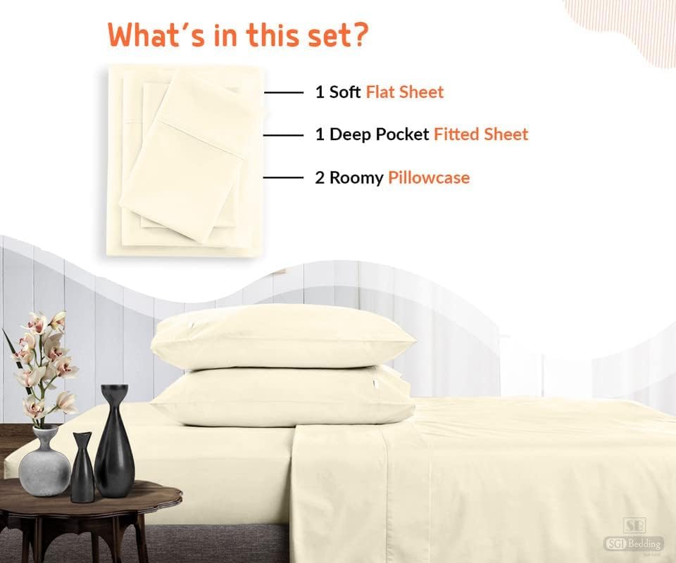 Premium 1000 Thread Count Egyptian Cotton Bed Sheet Set - Twin Size, Soft & Durable 15