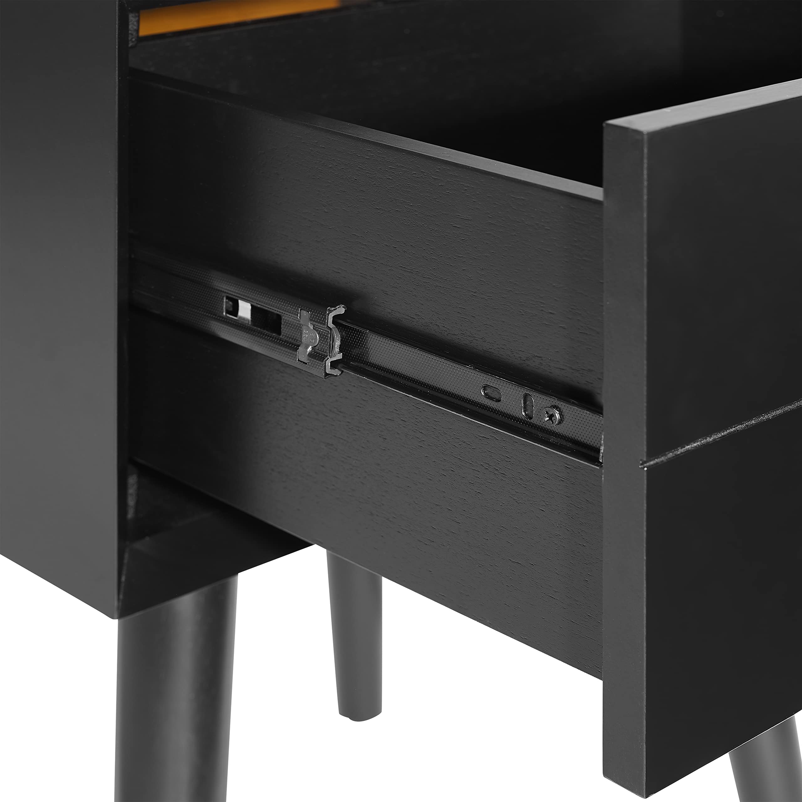 Crosley Furniture Landon Nightstand Side Table with Drawer - Matte Black Finish, Bedroom Nightstand for Small Spaces, Modern Bedside Table with Storage