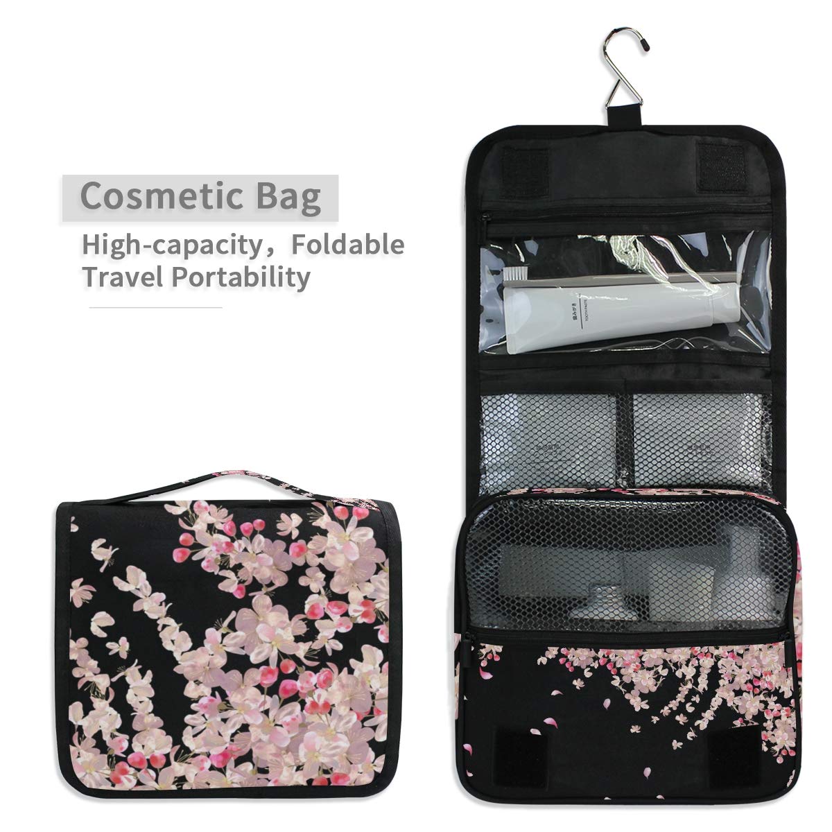 ALAZA Hanging Travel Toiletry Bag - Waterproof Cosmetic Organizer with Hook for Makeup, Toiletries & Jewelry | Perfect for Vacation, Gym & Business Trips