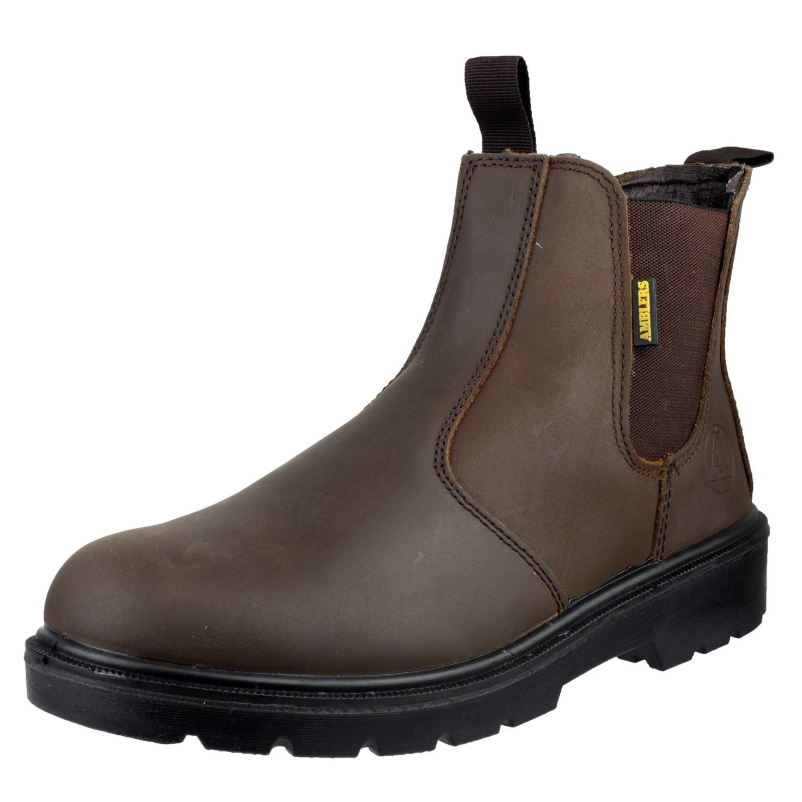 Men's FS128 Leather Safety Work Boots - Brown Leather for Construction, Warehouse & Outdoor Work