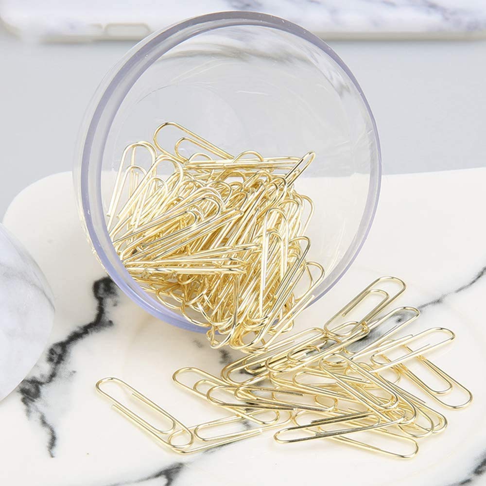 Round Magnetic Paper Clip Holder - 28mm with 100 Paper Clips - Marble Design for Office Desk Organization & Document Management