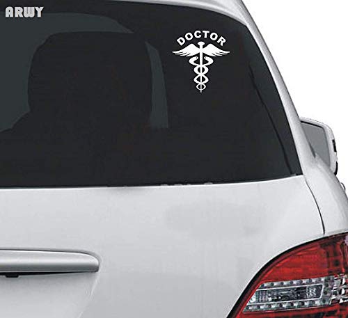 ARWY Reflective White Doctor Car Stickers - Exterior Decals (2-Pack) - Standard Size for Any Vehicle - Ideal for Nighttime Visibility & Medical Professionals