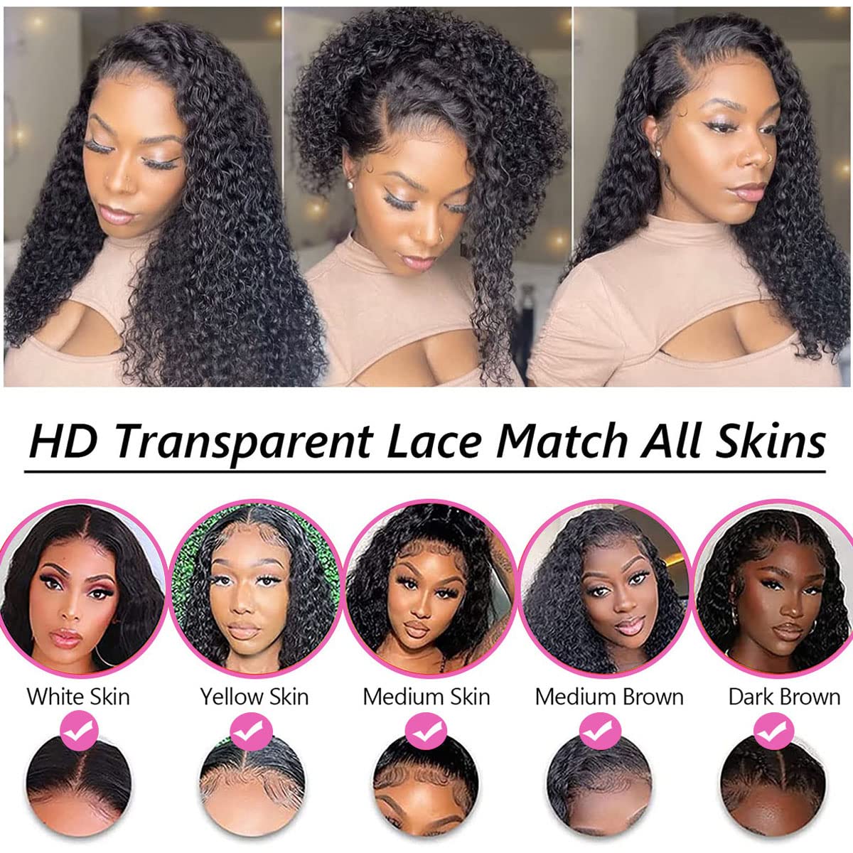 Larima 180% Density Kinky Curly Human Hair Wig - 26 Inch Glueless HD Lace Front Wig with Baby Hair & Pre-Plucked Hairline | Unprocessed Virgin Human Hair | Perfect for Daily Wear, Cosplay & Protective Styling